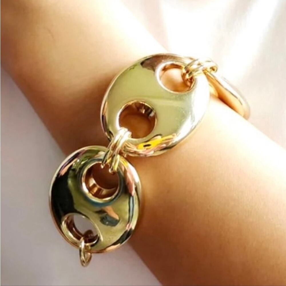 Mariner Chain Bracelet Gold Chunky Thick Gold Tone AP26